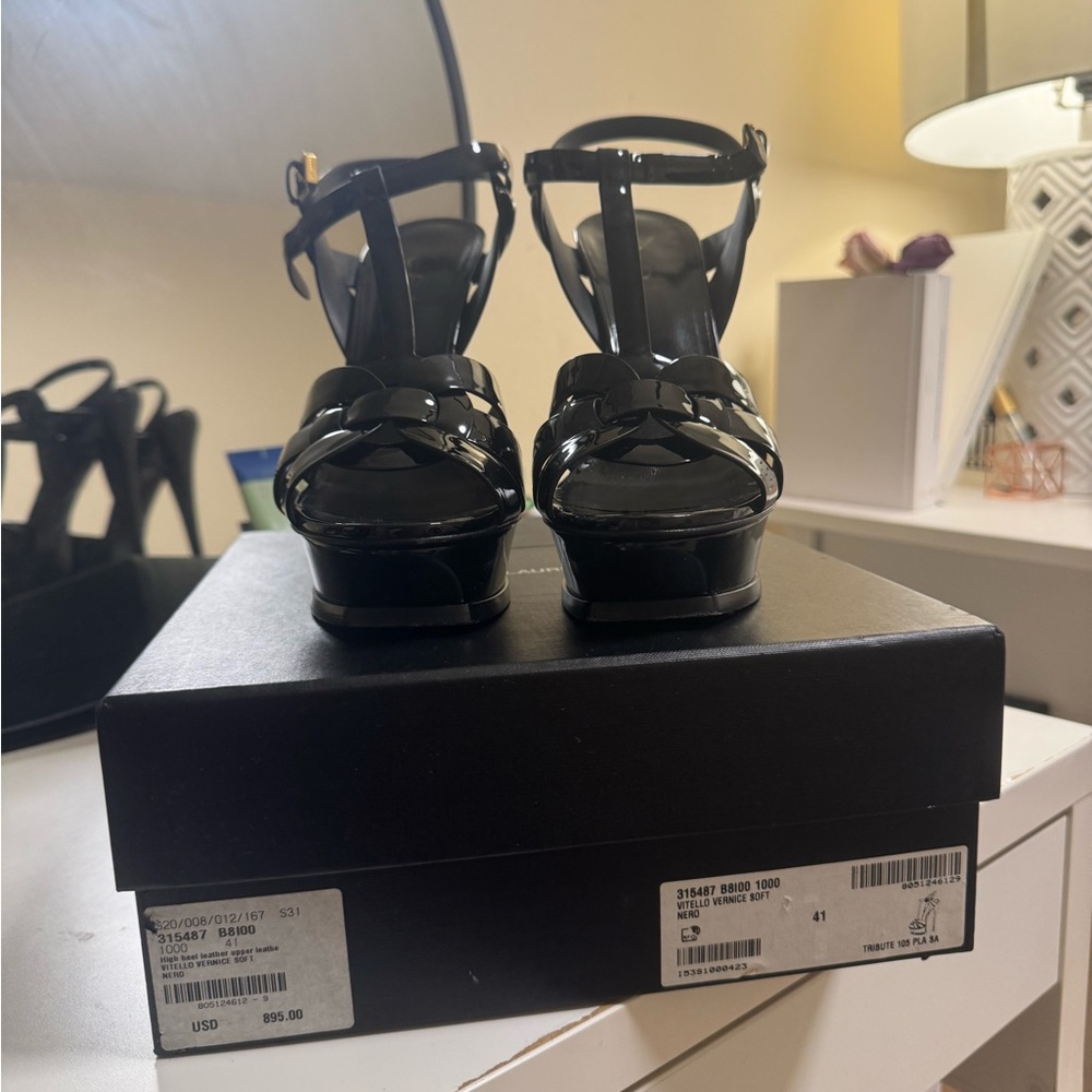 Saint Laurent - Tribute T strap platforms